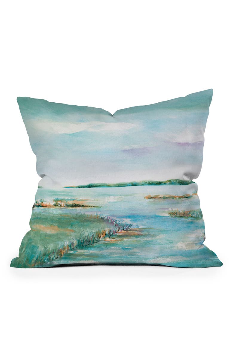 Deny Designs On The Marsh Throw Pillow, Main, color, Blue