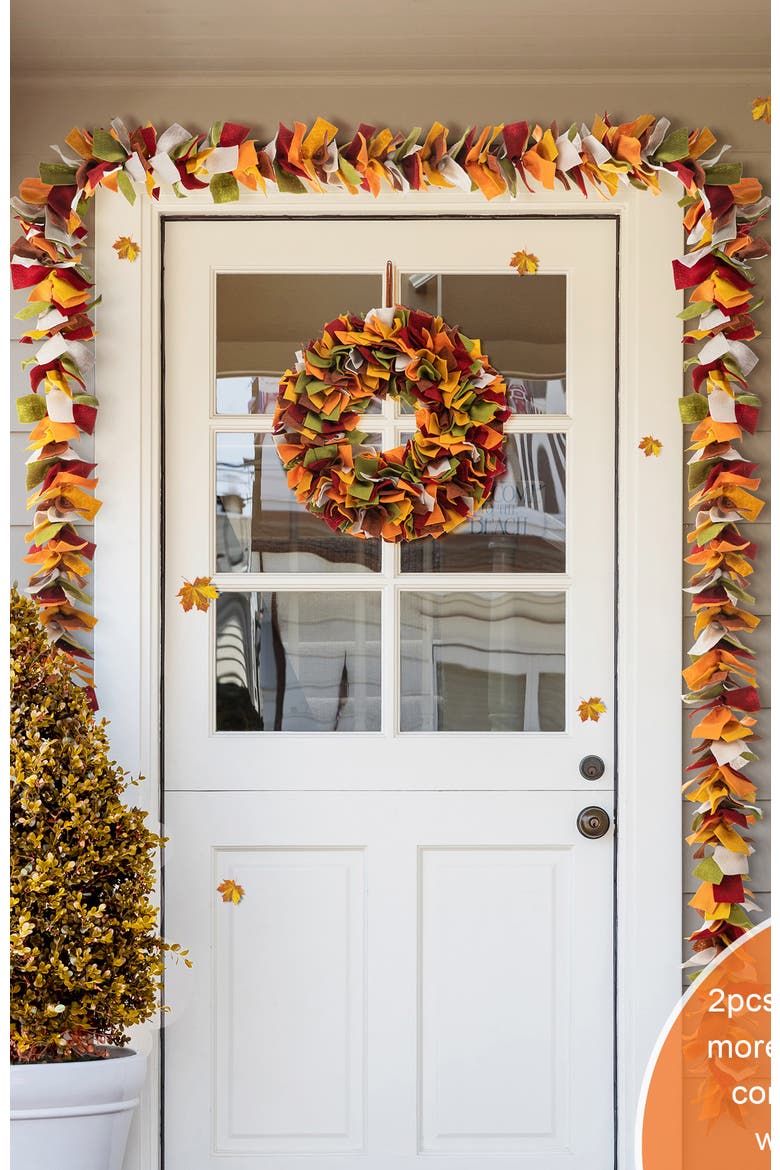 6ft Fall Multi Color Felt  Garland, Alternate, color, Orange