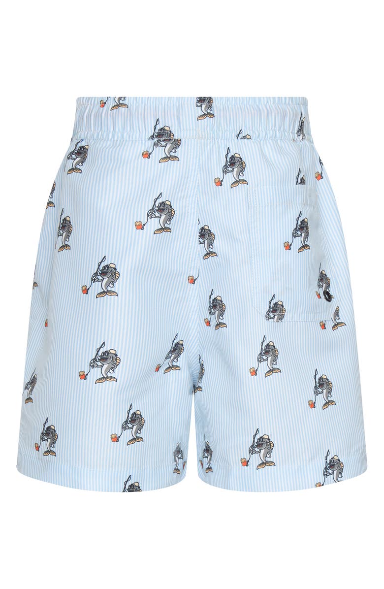 TINY TRIBE Kids' Fish Stripe Swim Trunks Toddler & Little Kid), Alternate, color, Multi Blue