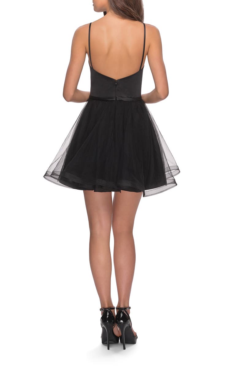 La Femme Short Tulle Homecoming Dress with Scoop Neck, Alternate, color,