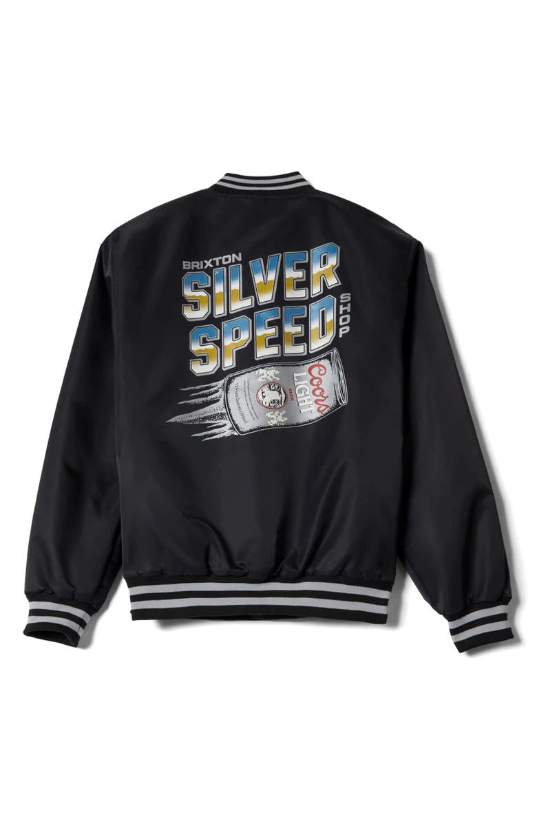 Brixton Coors Light<sup>®</sup> Silver Speed Shop Bomber Jacket, Alternate, color, Black/ Silver