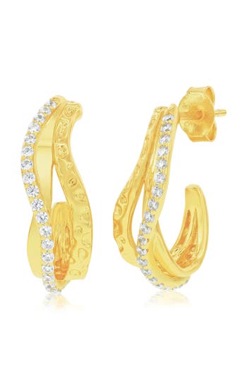Simona Cubic Zirconia Wavy Hoop Earrings