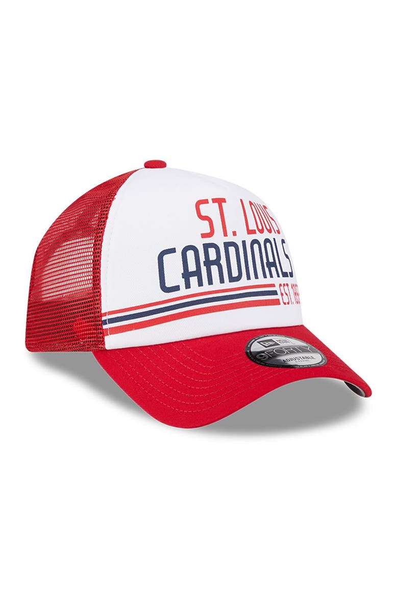 Men's New Era White/Red St. Louis Cardinals Stacked A-Frame Trucker 9FORTY Adjustable Hat, Alternate, color, White