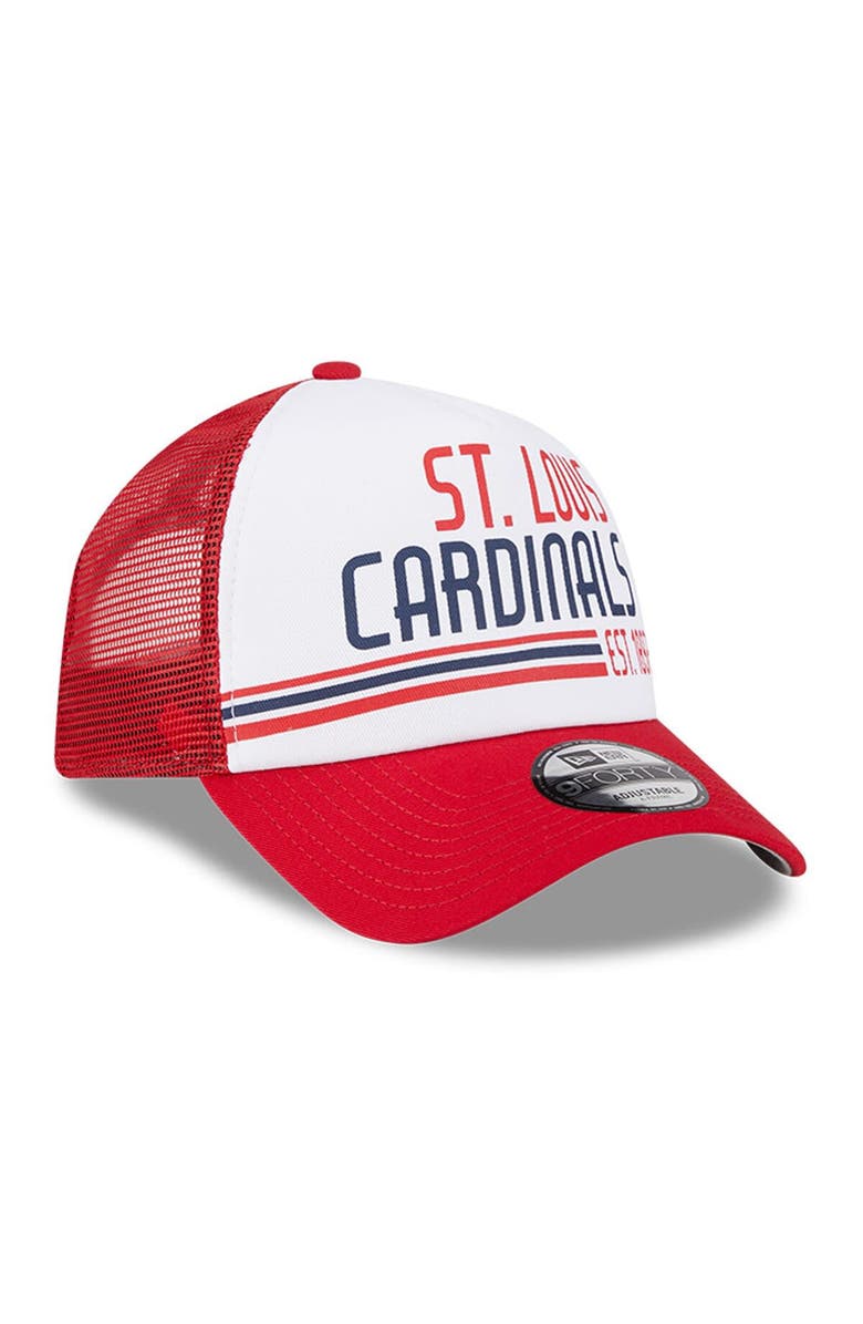 New Era Men's New Era White/Red St. Louis Cardinals Stacked A-Frame Trucker 9FORTY Adjustable Hat, Alternate, color, White
