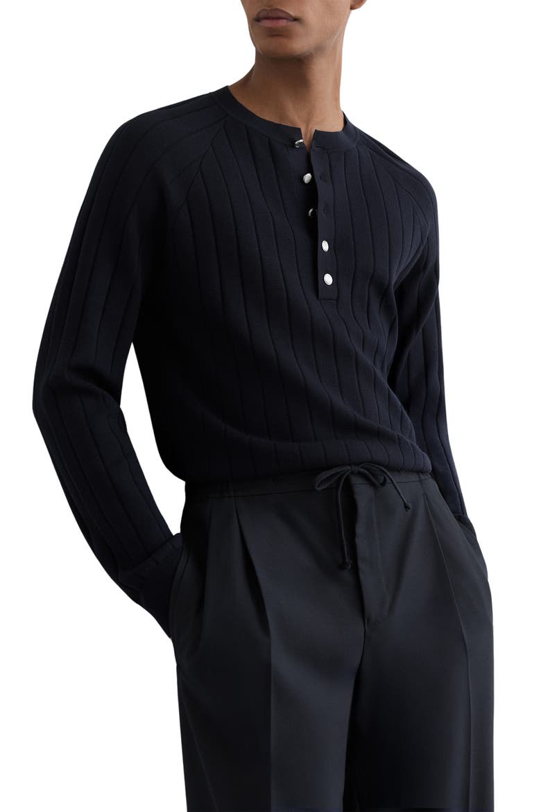 Andres Ribbed Henley Sweater, Main, color, NAVY