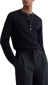 Reiss Andres Ribbed Henley Sweater