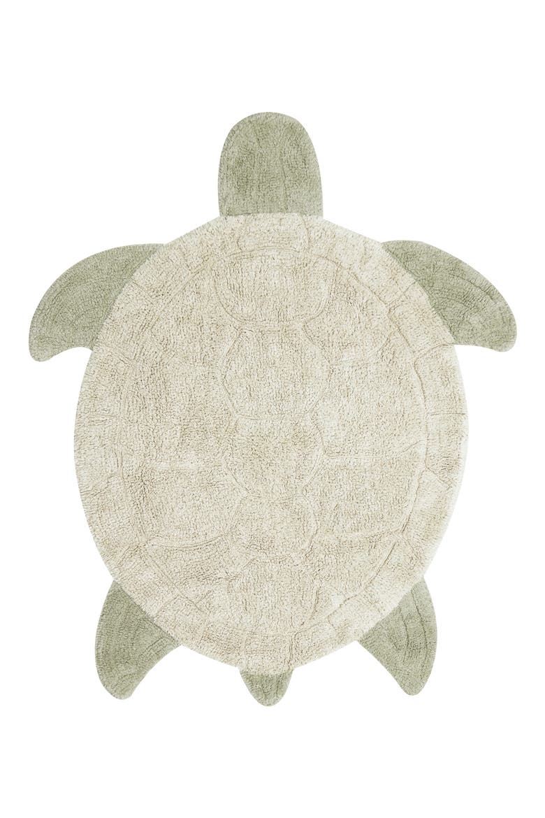 Sea Turtle Washable Recycled Cotton Blend Rug, Main, color, NATURAL OLIVE