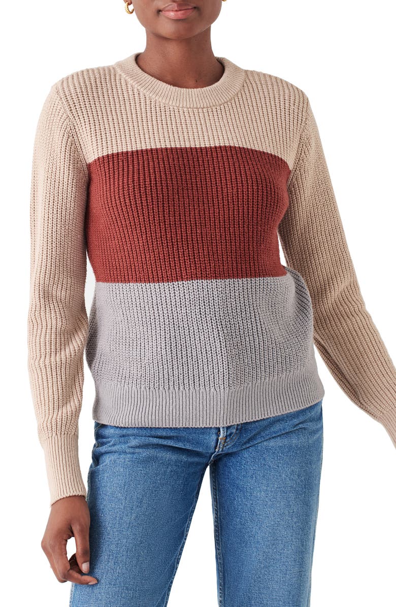 Faherty Cozy Colorblock Cotton Blend Sweater, Main, color,