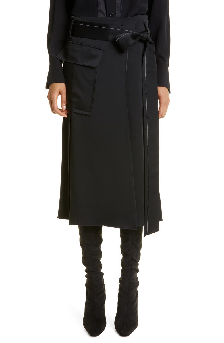 Victoria Beckham Crepe Back Satin Trench Skirt, Main, color,