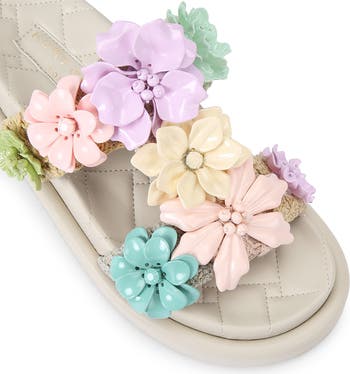 フラットシューズ Flower Embellished Sandals Galactic Flower 95 embellished sandals in silver - Aquazzura