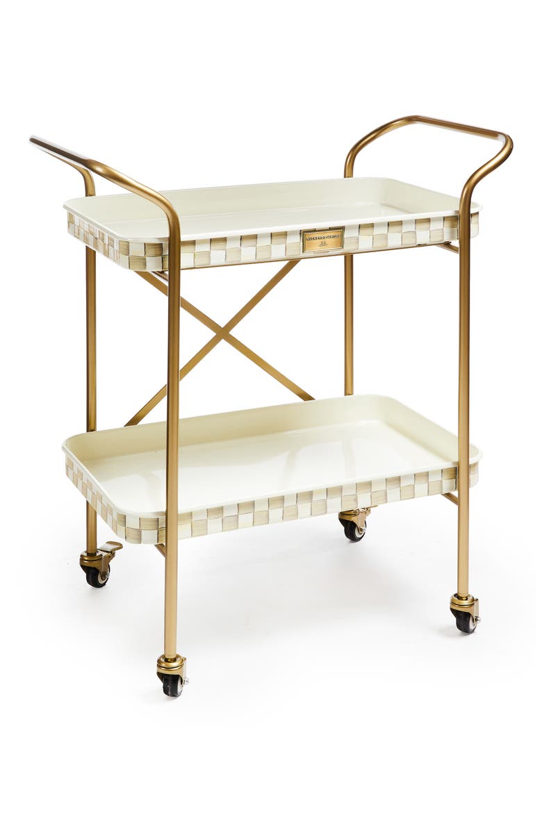 Mocha Check 2-Tier Kitchen Cart, Main, color, MOCHA