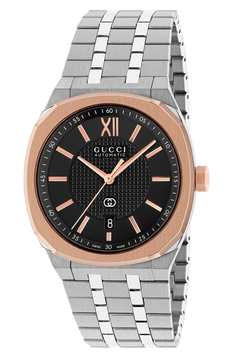 Gucci 25H Bracelet Watch, 40mm, Main, color, Silver/ Rose Gold/ Black