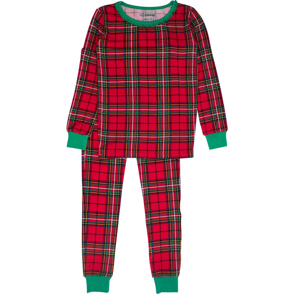 Rufflebutts Girls Softsnooze Ruffle Long Sleeve Pajama Set In Red