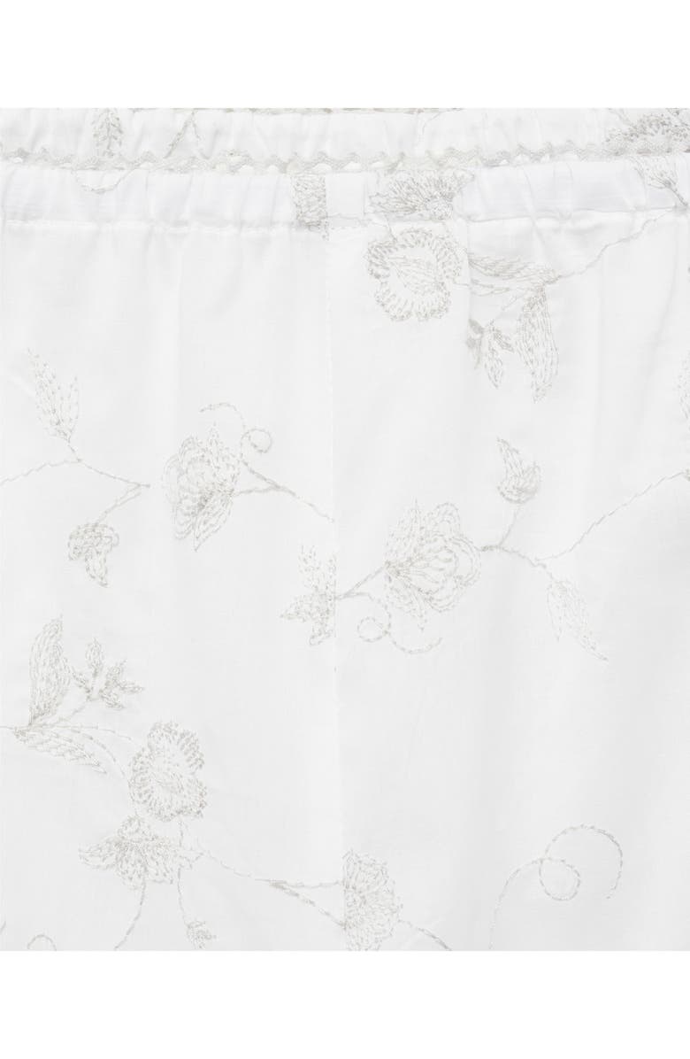 MANGO Floral Embroidered Pajama Pants, Alternate, color, White