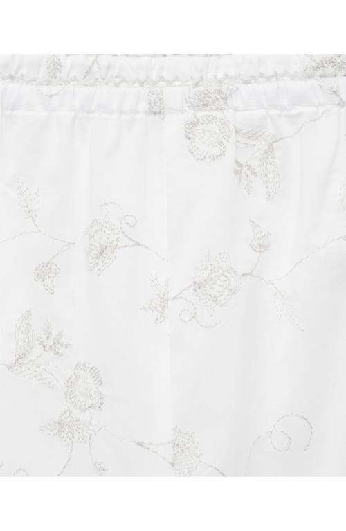Shop Mango Floral Embroidered Pajama Pants In White