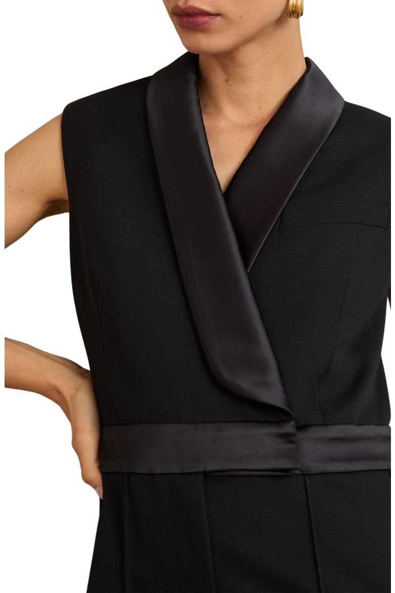 Gaia Satin Trim Sleeveless Jumpsuit, Alternate, color, BLACK