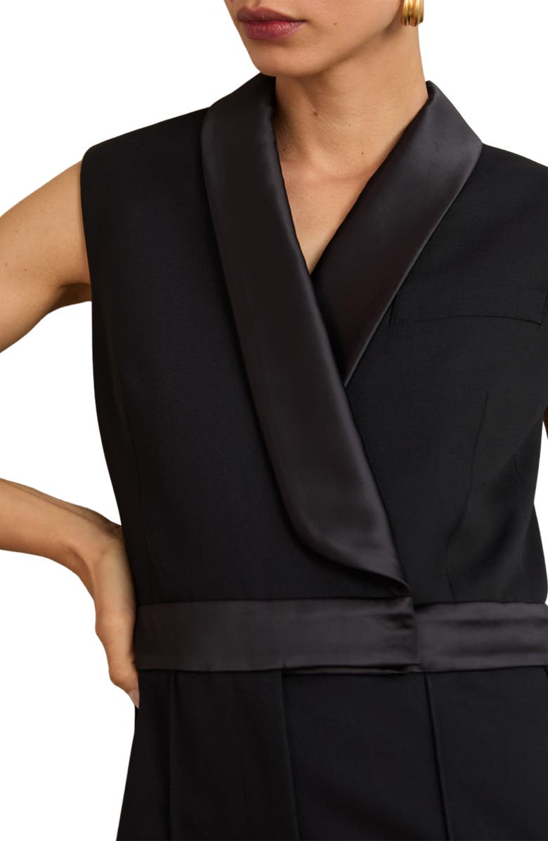 Reiss Atelier Gaia Satin Trim Sleeveless Jumpsuit, Alternate, color, Black