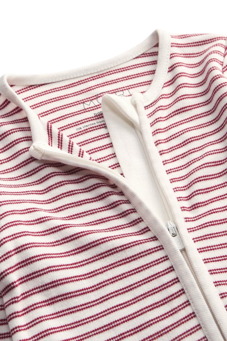 Stripe Two Way Zip-Up Sleepsuit, Alternate, color, Red Stripe