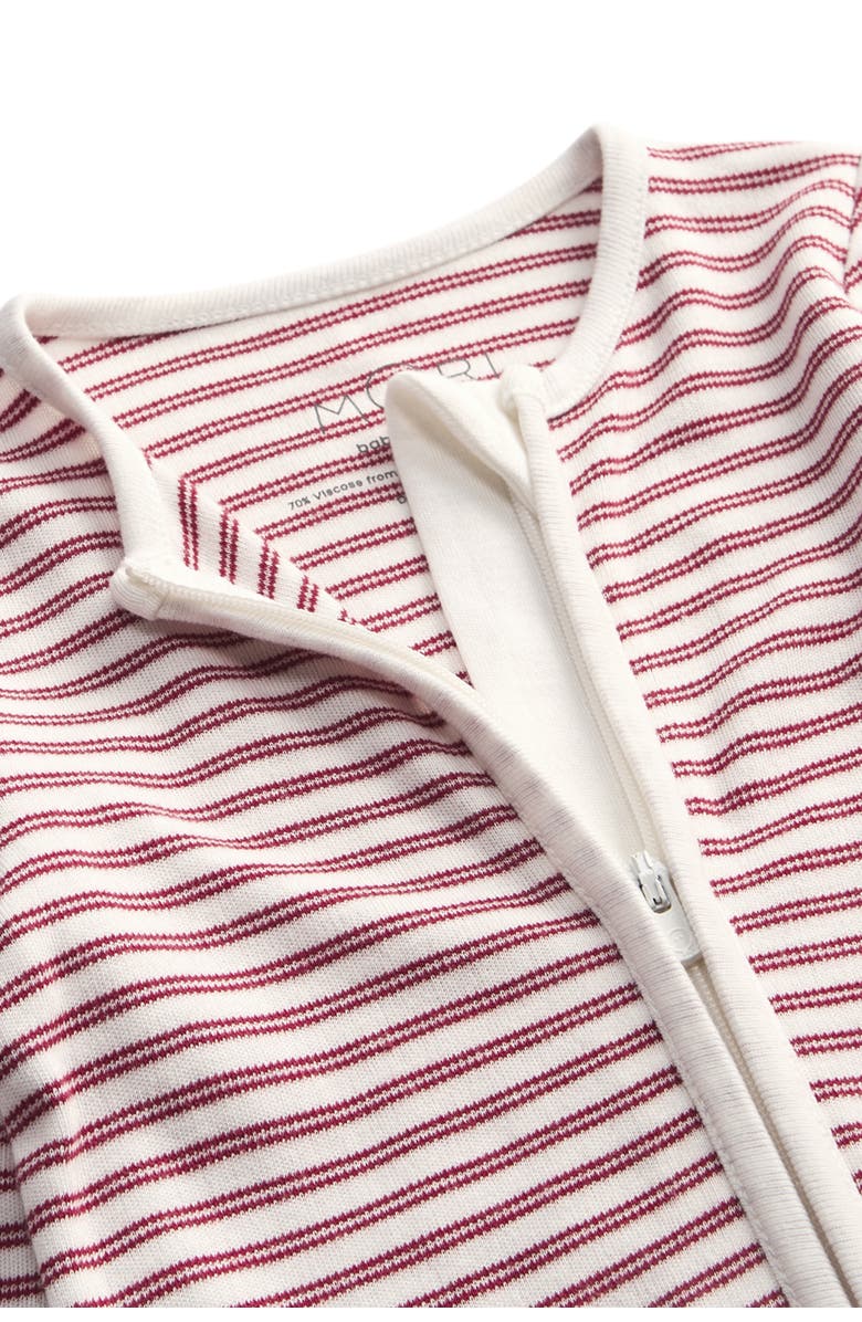 MORI Stripe Two Way Zip-Up Sleepsuit, Alternate, color, Red Stripe