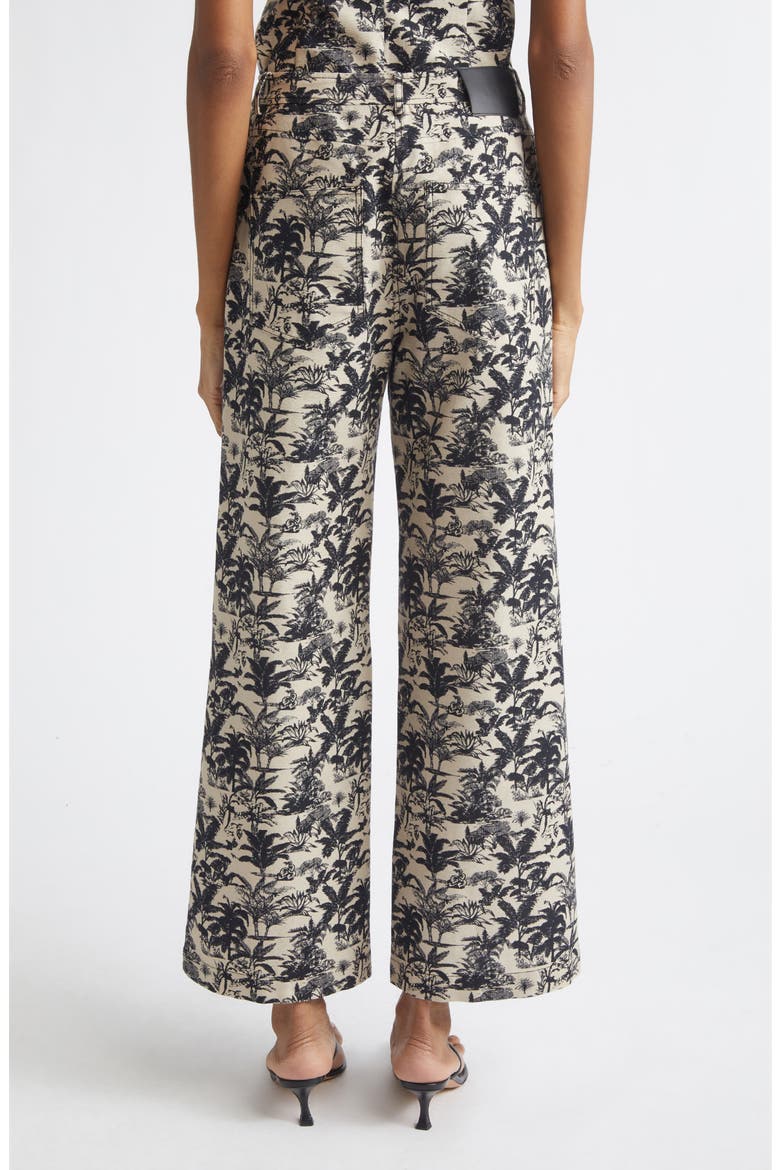 Blaire Tropical Print Wide Leg Pants, Alternate, color, JET/ NATURAL
