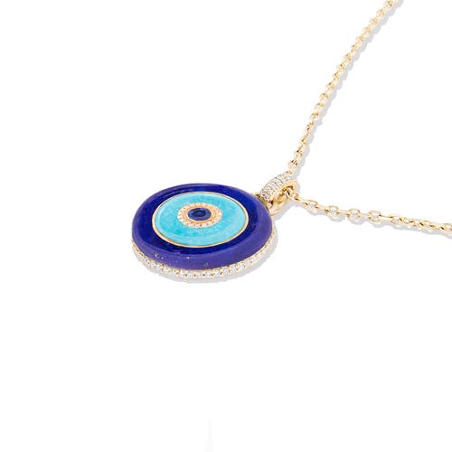 Campbell + Charlotte Evolve Stone Inlay Disk Pendant Necklace In Gold