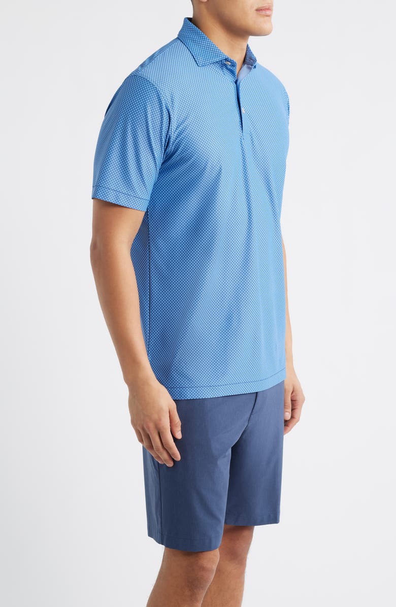 Peter Millar Grand Microprint Performance Piqué Golf Polo, Alternate, color, Windsor Blue