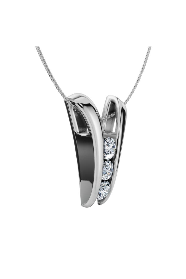 1/2Ct Three Stone Diamond Pendant Gold Women's 18" Necklace Lab Grown, Alternate, color, White Gold