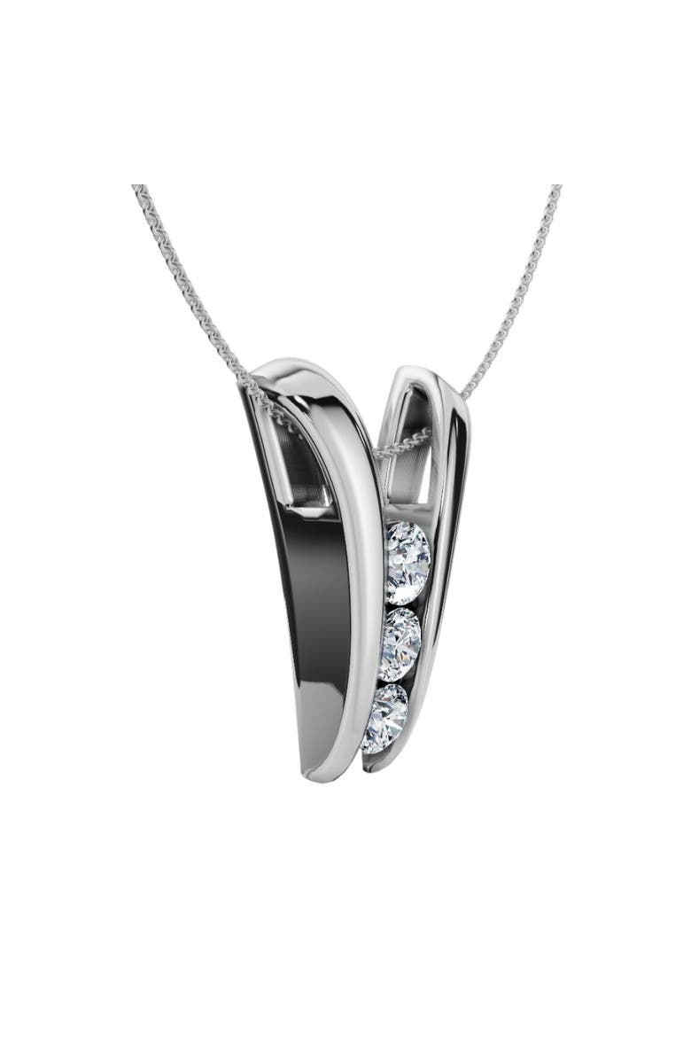 Bliss Diamond 1/2Ct Three Stone Diamond Pendant Gold Women's 18" Necklace Lab Grown, Alternate, color, White Gold