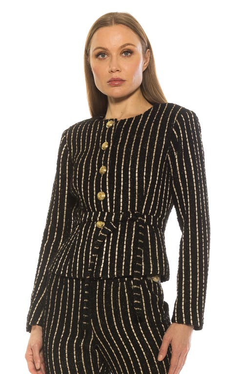 Alexia Admor Arjun Plaid Jacket In Black Pinstripe