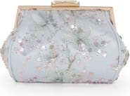Jewel Badgley Mischka Iris Floral Embroidered and Sequin Signature Pouch Clutch