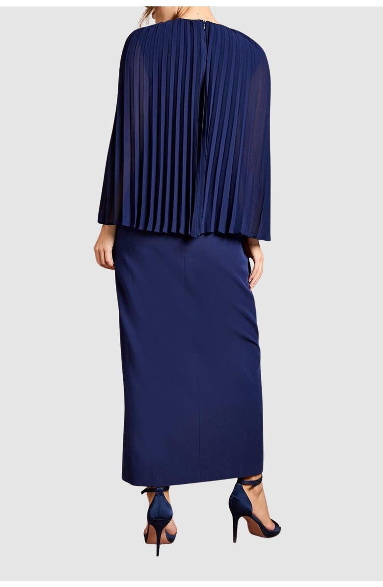 Coast Pleated Cape Detail Crepe Pencil Dress, Alternate, color, Navy