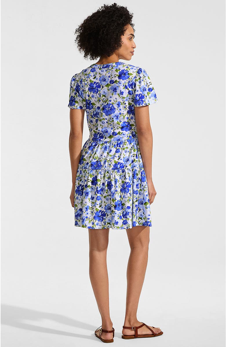 Lands' End Cotton Jersey Tiered Mini Dress, Alternate, color, Clear Blue Painted Blooms
