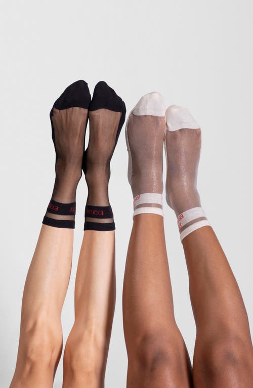Lechery ® 2-pack Be Brave & Equality Sheer Crew Socks In White/black