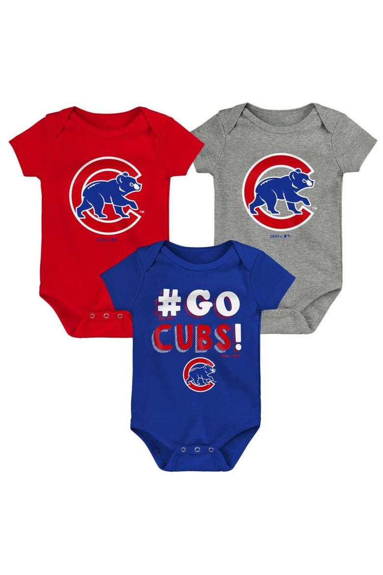Infant Royal/Red/Gray Chicago Cubs Born To Win 3-Pack Bodysuit Set, Main, color, ROYAL