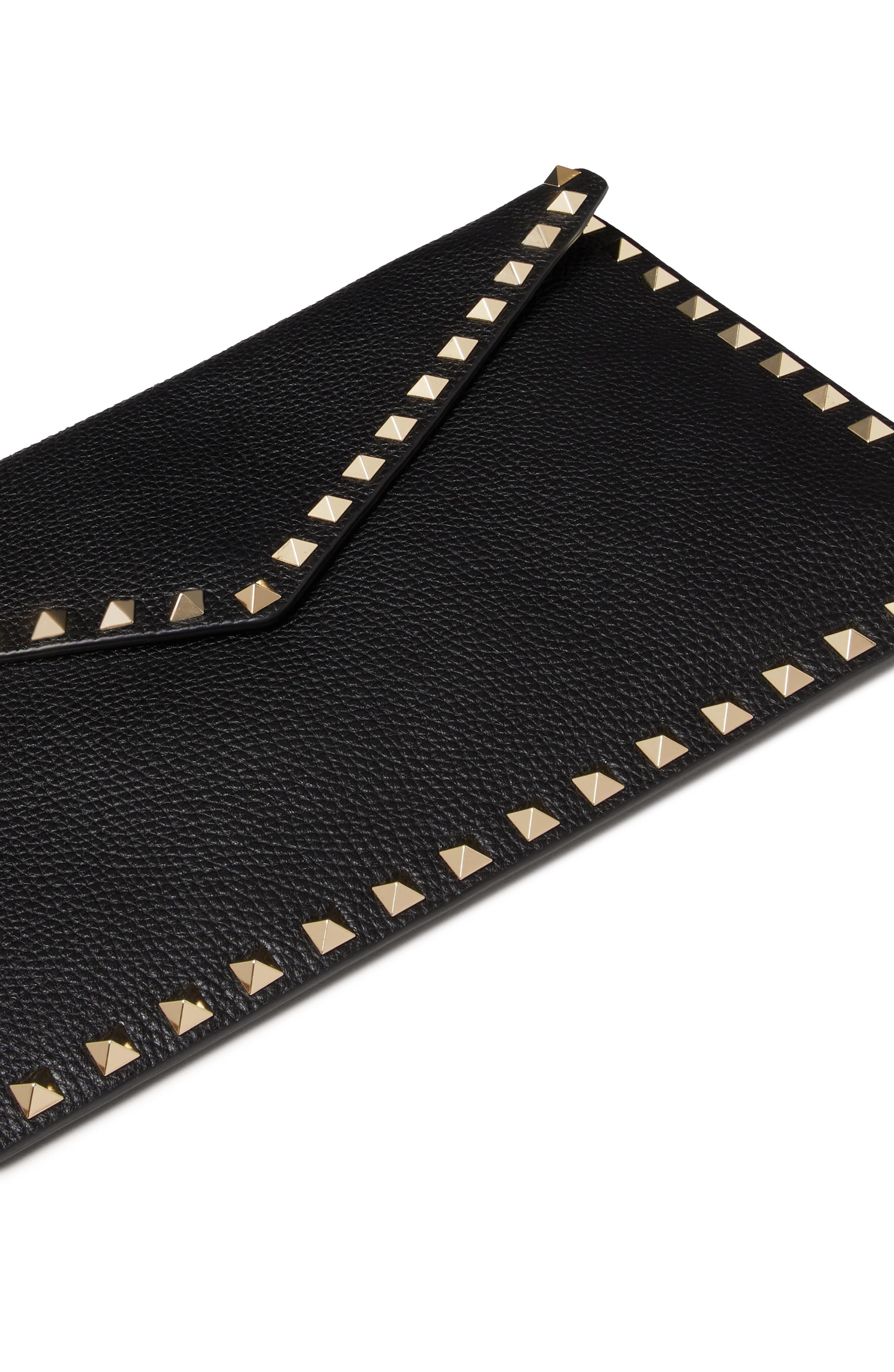 Valentino Garavani Large Rockstud Leather Envelope Pouch, Alternate, color, 