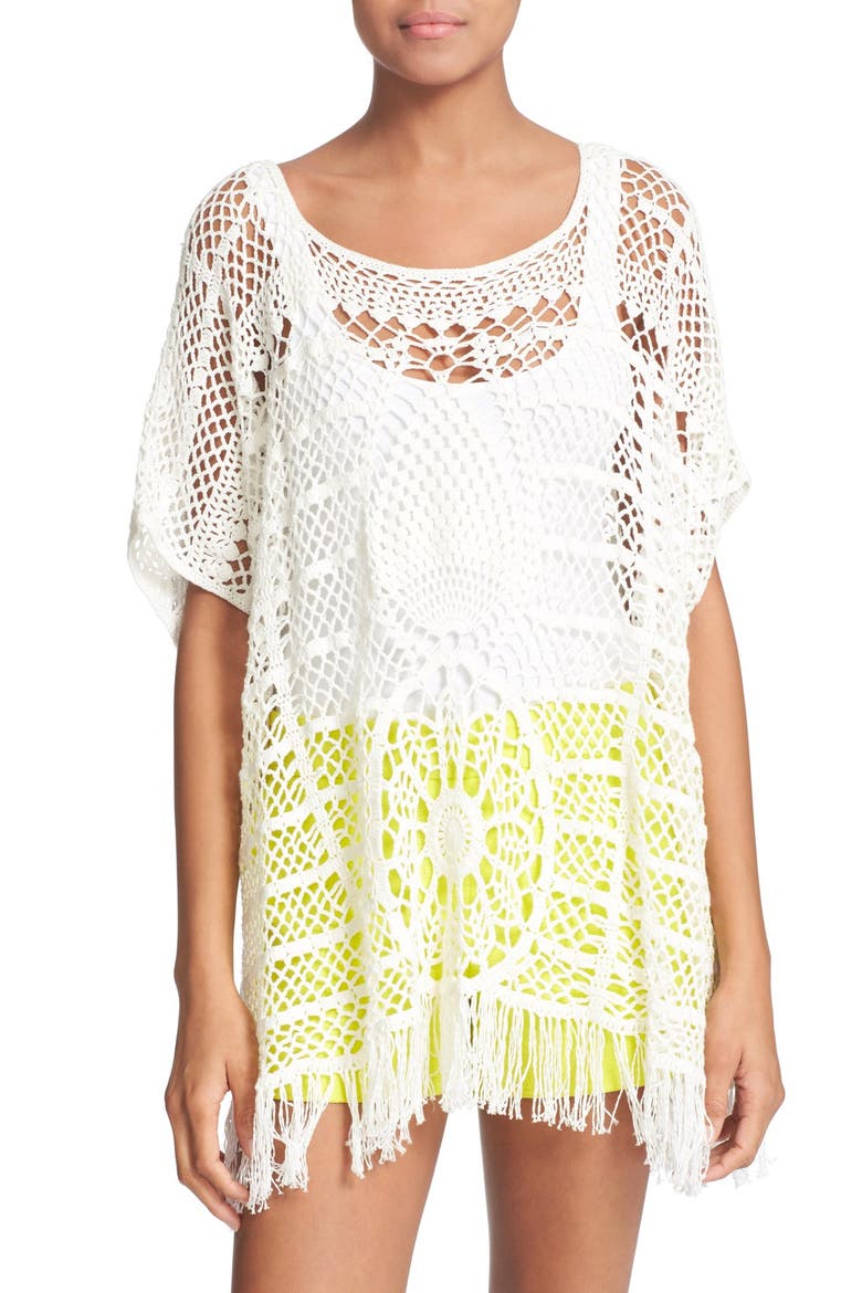 'Kimber' Crochet Cotton Top, Main, color, WHITE