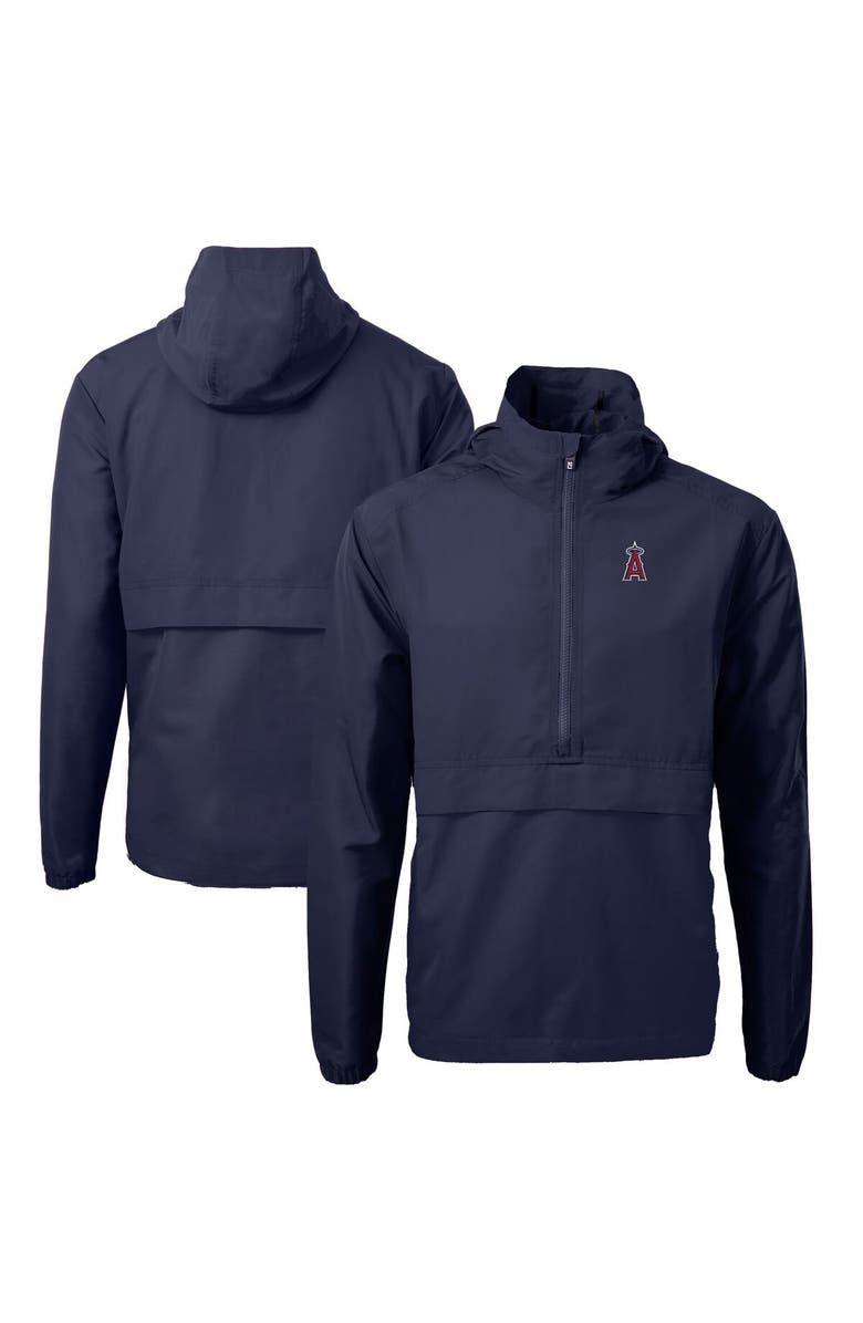 Cutter & Buck Men's Cutter & Buck Navy Los Angeles Angels Charter Eco Recycled Half-Zip Anorak Jacket, Main, color,