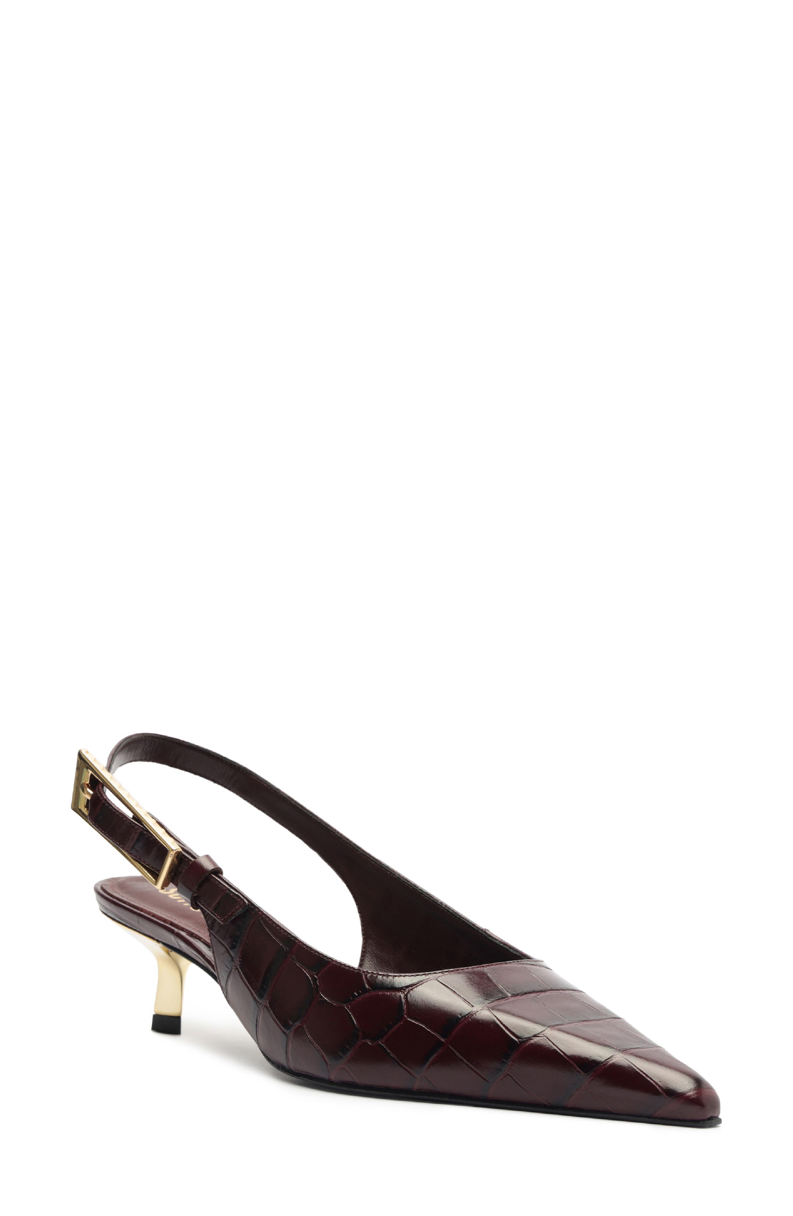 Schutz Ciara Slingback Pointed Toe Kitten Heel Pump, Main, color, 