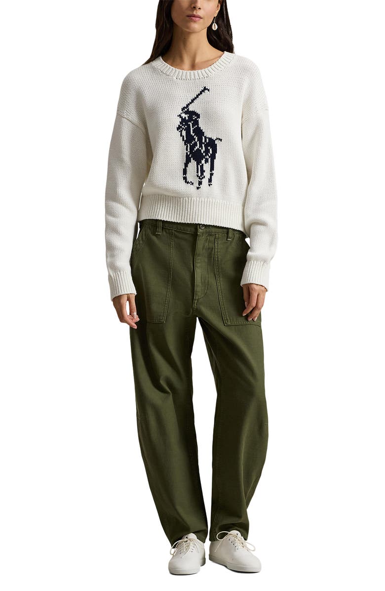 Polo Ralph Lauren Big Pony Cotton Crewneck Sweater, Alternate, color, White