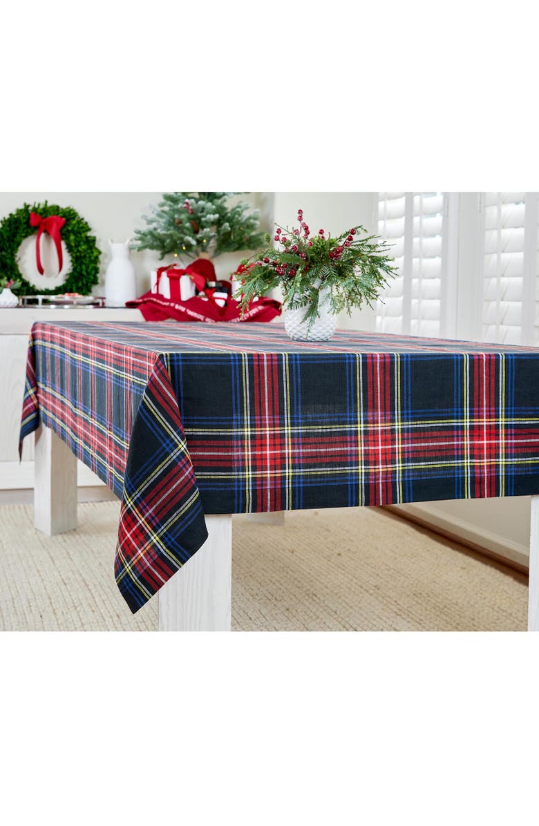 Solino Home Linen Tablecloth - Stewart Plaid, Alternate, color, Black