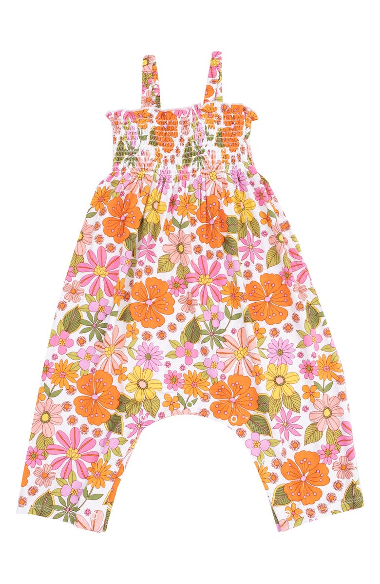 Angel Dear Smocked Bodice Romper, Main, color, Orange