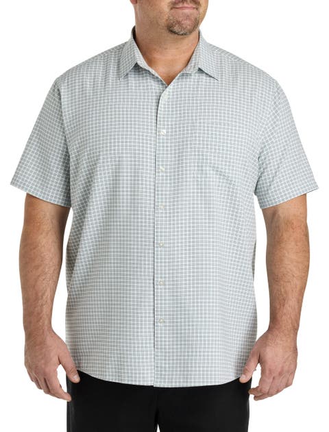 Big & Tall Microfiber Small Plaid Sport Shirt