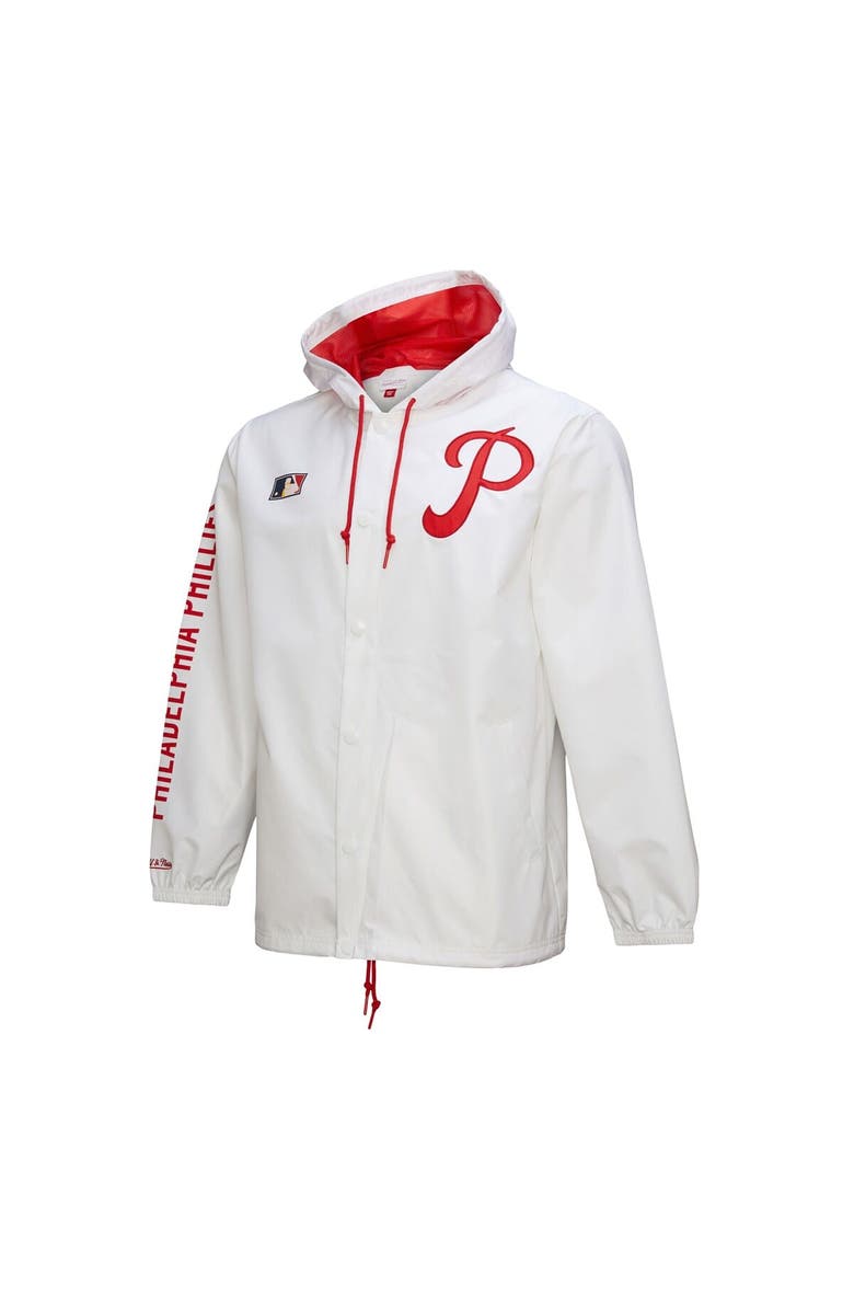 Mitchell & Ness Men's Mitchell & Ness White Philadelphia Phillies Vintage Full-Snap Hooded Coaches Jacket, Alternate, color, 