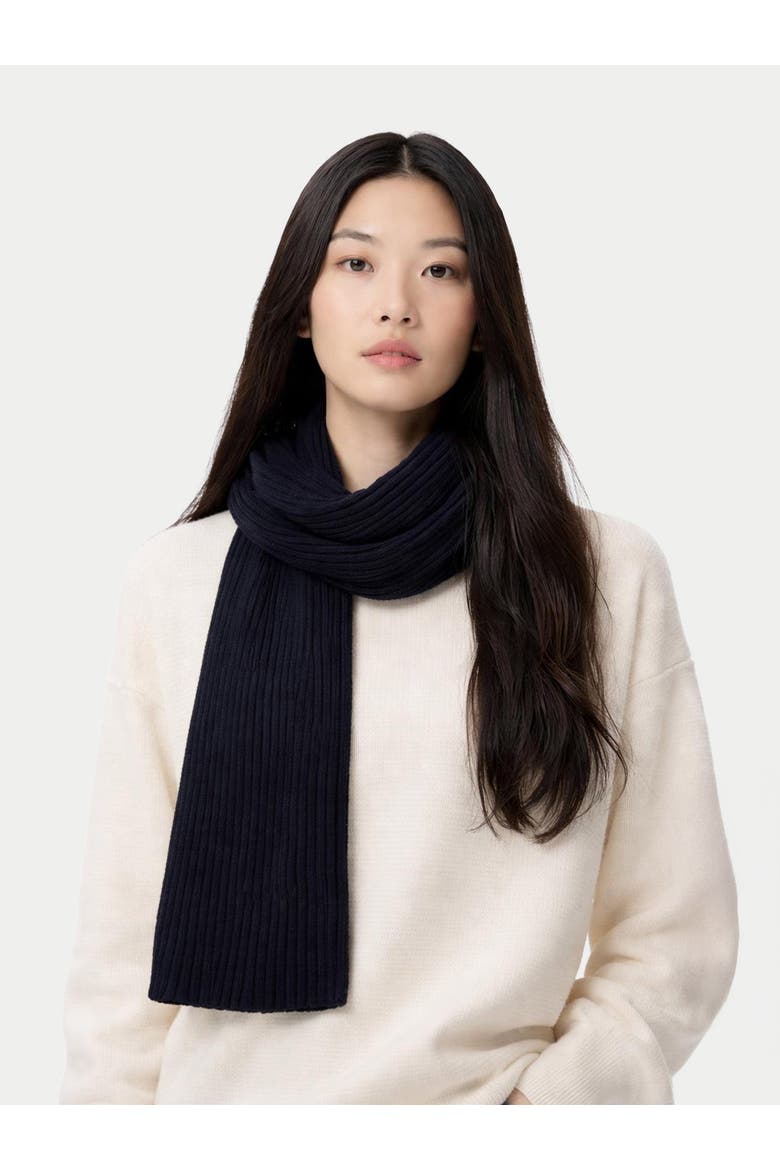 Cashmere Rib Knit Scarf, Alternate, color, peacoat