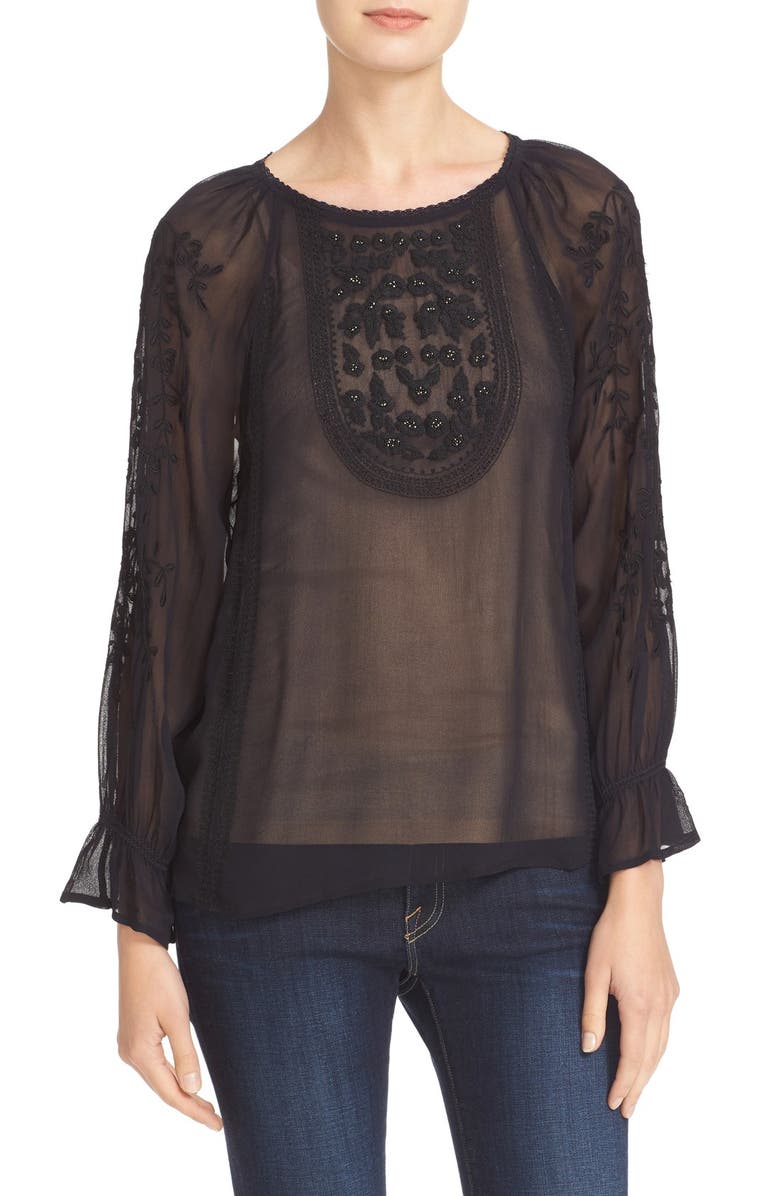 Joie Metta Embroidered Peasant Blouse, Main, color,