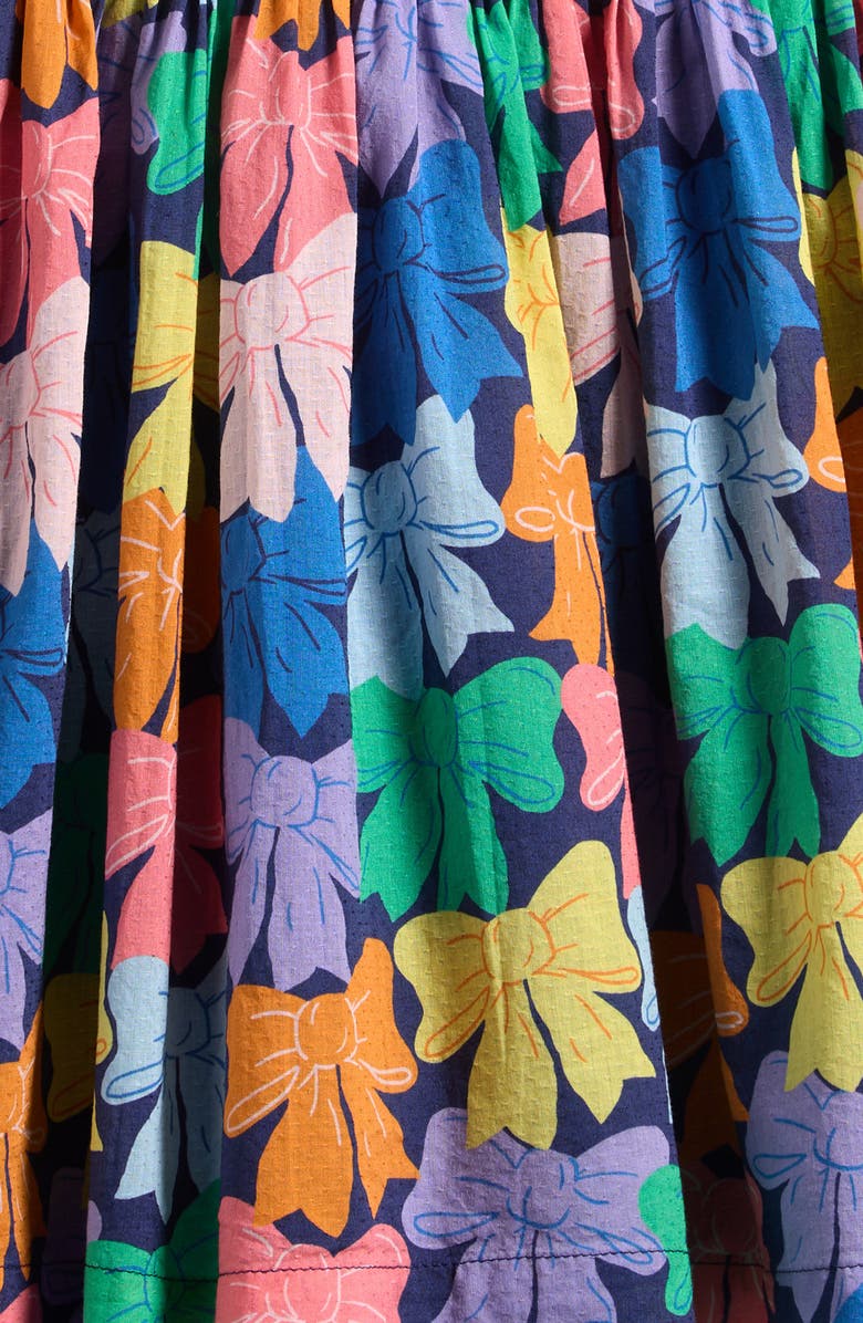 Mini Boden Kids' Madeline Bow Print Cotton Dress, Alternate, color, Multi Rainbow Bows