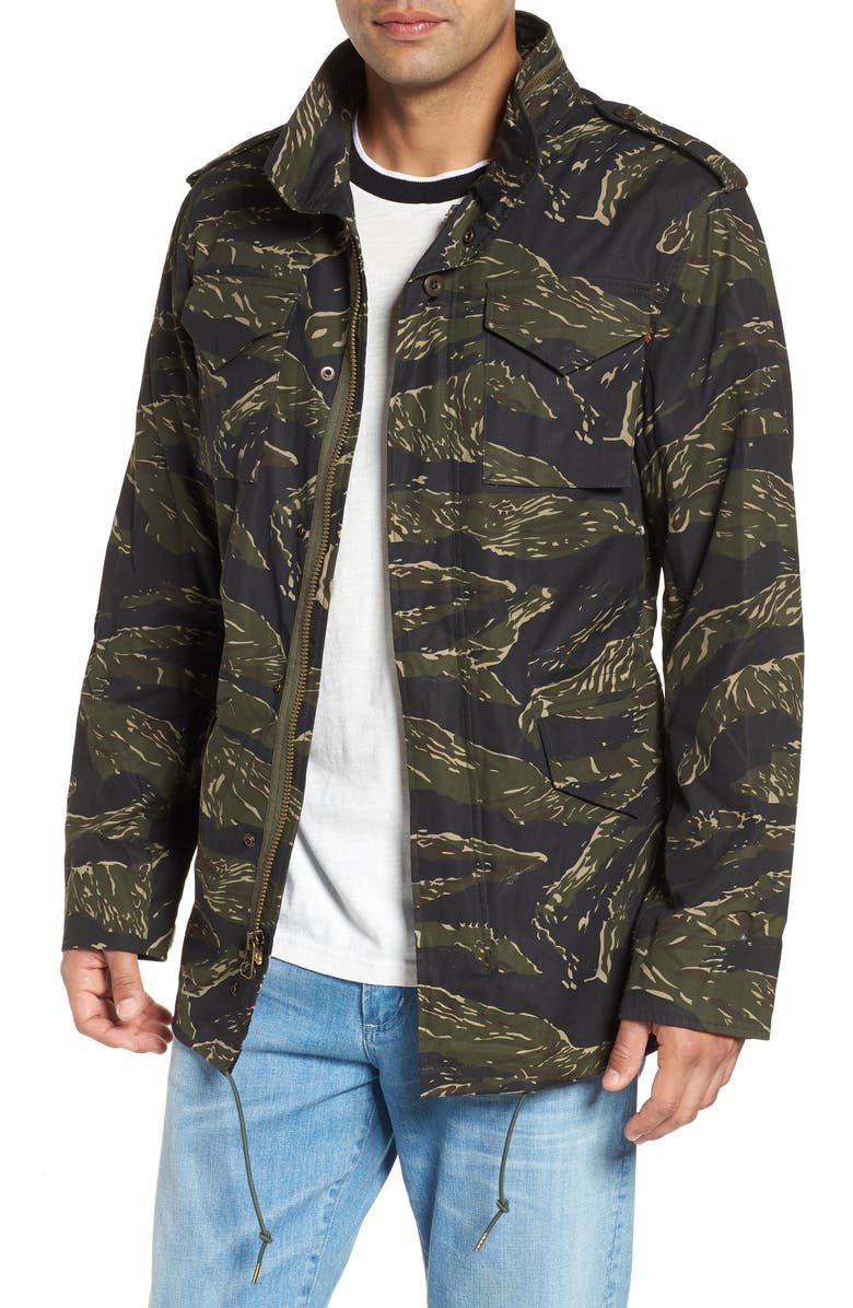 Alpha Industries M-65 Defender Waxed Camo Field Jacket, Main, color, 