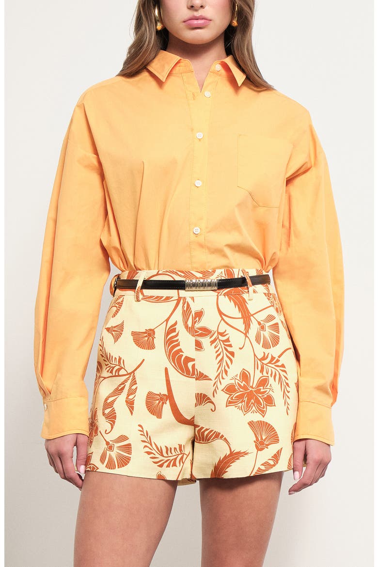 Reed Botanical Print Shorts, Alternate, color, MARIGOLD PALM PRINT