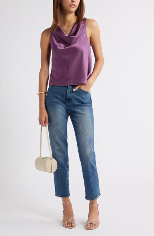 Open Edit Sleeveless Cowl Neck Satin Top