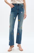 Bayeas Floral Embroidered High Waist Bootcut Jeans